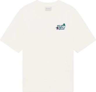 Dr&ocirc;le de Monsieur Vine Embroidered Slogan T-Shirt - Heren - T-shirts - Wit - XL - Katoen - Tops