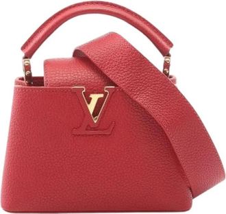 Louis Vuitton Pre-owned Capucines Mini Leder 2way Handtas - Dames - Vintage Mini Tas - Rood - ONE Size - Leer - Vintage