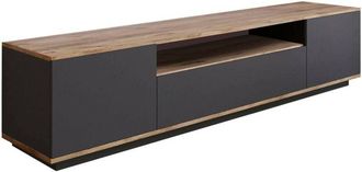 Dmora Mobile porta tv Sinope, Credenza da soggiorno, Armadio basso per tv, Base parete attrezzata, 180x45h45 cm, Quercia e Bianco, con imballo rinforzato