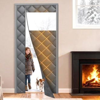 No Brand Cortina Magn&eacute;tica Para Puerta. Dimensiones: 80 Cm De Ancho &times; 200 Cm De Alto. Equipada Con Ventana Transparente. Algod&oacute;n Oxford De Invierno. Cubierta D