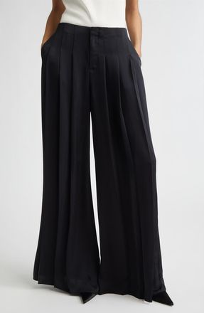 Ramy Brook Yvette Satin Wide Leg Pants in Black at Nordstrom, Size 00