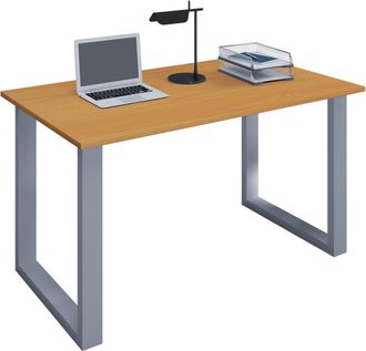 ebuy24 Vcm Wood Desk Al. 76 X An. 140 X P. 50 Cm Mesa De Ordenador Lisa Pies De Metal De Alta Calidad Mesa De Trabajo Muebles De Oficina - Lona U (plata / Ha