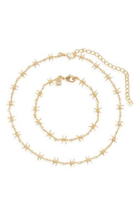 The M Jewelers NY The Barbwire Necklace & Bracelet Set in Gold at Nordstrom