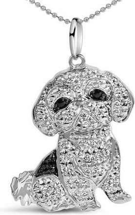 House of Brilliance Silver 1/2 Cttw White and Black Diamond Shih Tzu Dog 18 Pendant Necklace at Nordstrom