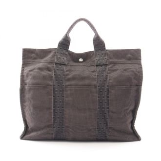 Herm&egrave;s Gray Nylon Canvas Handbag Tote Bag (Pre-Owned)