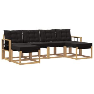vidaXL Conjunto De Sof&aacute;s De Exterior Con Coj&iacute;n 6 Pcs Blanco Y Negro Vidaxl