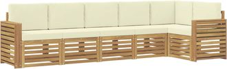 vidaXL Conjunto De Sof&aacute;s De Exterior 6 Uds. Blanco Y Crema Poli&eacute;ster Vidaxl