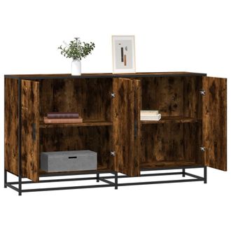 Berkfield Home Sideboard Smoked Oak 134x35x76 cm Engineered Wood in Brown | Size: 134 x 35 x 76 cm