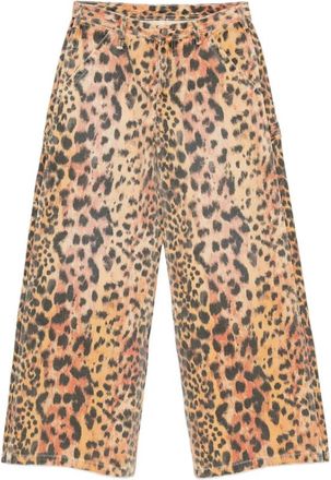 R13 Broeken, Heren, Veelkleurig, W33, Katoen, Leopardprint Wijde Broek