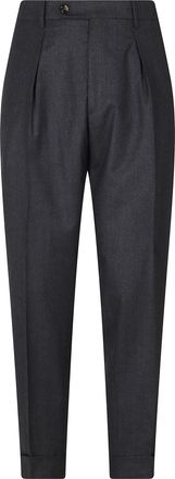 Berwich Dark Grey Over Fit Virgin Wool Trousers