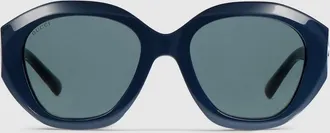 Gucci Geometric-frame Sunglasses, Blue
