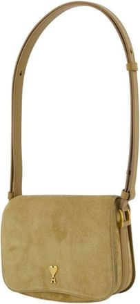 Ami Womens Shoulder Bag Khaki Calfskin