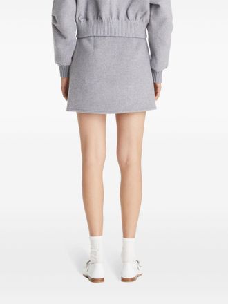 Tory Burch Wool Faux-Wrap Mini Skirt - grey