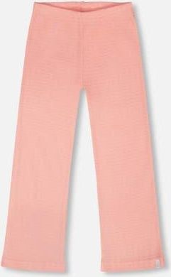 Deux par Deux Crinkle Jersey Flared Bottom Leggings in Peach Pink at Nordstrom, Size 24M
