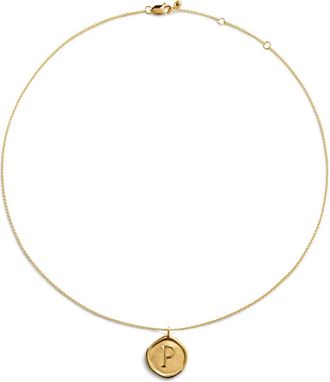 Monica Vinader Initial Stamp Pendant Necklace in 18Ct Gold Vermeil P at Nordstrom