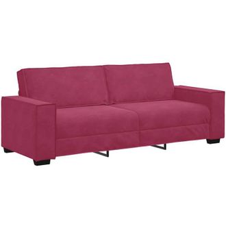 vidaXL Sof&aacute; De 3 Plazas De Terciopelo Rojo Tinto 180 Cm Vidaxl