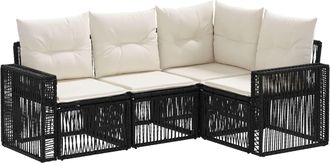 vidaXL Conjunto De Sof&aacute;s De Jard&iacute;n 4 Uds. Negro Y Blanco Crema Vidaxl