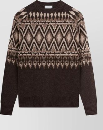 Ballantyne wool blend nordic intarsia crew neck jumper