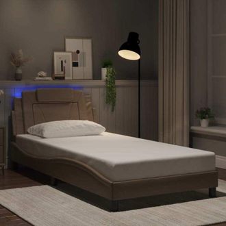 vidaXL Vidaxl - Estructura De Cama Con Led Cuero Sint&eacute;tico Capuchino 100x200 Cm