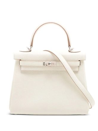 Hermès 2023 Togo Kelly II Retourne 25 satchel - White