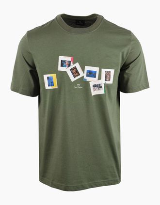 Paul Smith Mens PAUL SMITH REG FIT SS T-SHIRT SLIDES GREEN - Size: 42