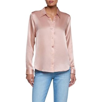 L'agence Tyler Silk Blouse in Misty Rose at Nordstrom, Size Xx-Small
