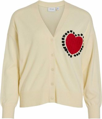 Vila Vest met V-hals en knoopsluiting, hartdetail op borst