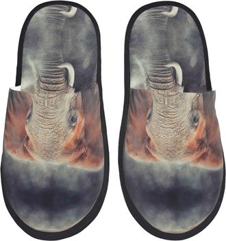 Generic Cotton Slippers Elephant In Smoke Comfy Shoes Anti-Skid Slippers For Big Kid Adult Trip L