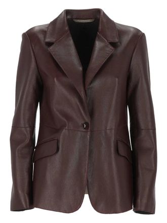 The Jackie Leathers button pocket jacket - women - Calf Leather - 44 - Brown