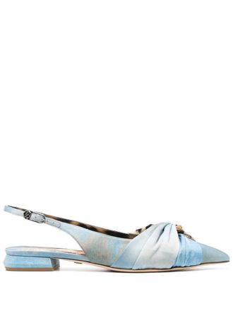 Roberto Cavalli graphic-print slingback ballerinas - Blue