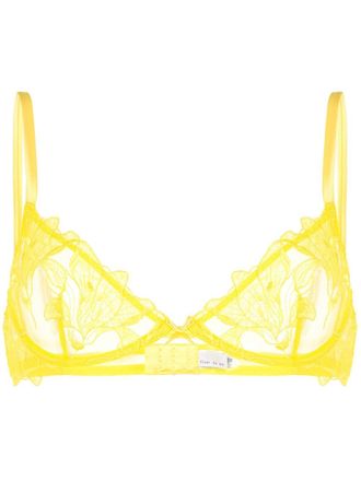 Fleur du Mal Lily embroidered plunge demi bra - Yellow