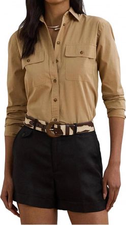 Ralph Lauren Relaxed Fit Featherweight Cotton Shirt In Birch Tan