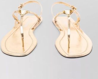 Prada leather flat thong sandals metallic finish
