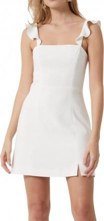 French Connection Whisper Ruffle Strap Dress In White