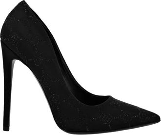 Philipp Plein Satijnen Decollete Hi-Heels Strass Monogram - Dames - Pumps - Zwart - 37 EU - Satijn - Schoenen