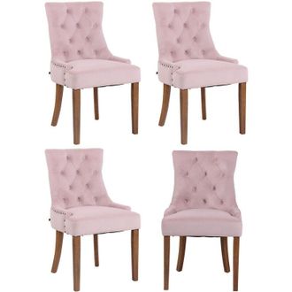 Clp Juego de 4 sillas de comedor Aberdeen en terciopelo Rosado Antiguo claro
