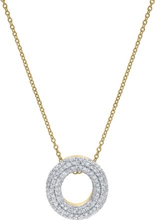 LuvMyJewelry Big Bubble Initial Letter 14K Yellow Gold Diamond Pendant Necklace