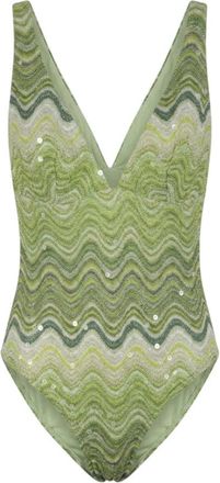 MC2 Saint Barth Mavi Classical Band Triangle One-piece Swimsuit Rachel - Dames - Badpakken - Groen - XS - Polyester - Badmode