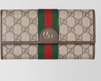 Gucci gg stripe detail compact wallet cardholder