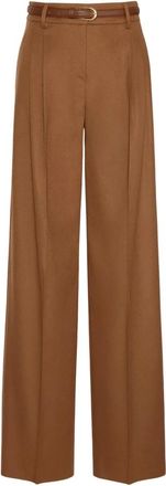 Max Mara Wijde broek - Dames - Wijde Broeken - Bruin - L - Broeken