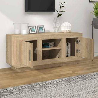 Berkfield Home TV Cabinet Sonoma Oak 102x35x45 cm Engineered Wood in Light Tan | Size: 102 x 35 x 45 cm