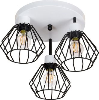 OEM L&aacute;mpara De Techo Blanca Y Negra, De Metal Industrial, 3xe27, Iluminaci&oacute;n Led Moderna Para Sal&oacute;n, Cocina, Dormitorio, Habitaci&oacute;n Infantil, Loft