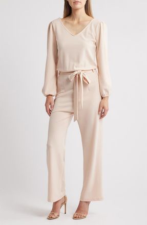 Nikki Lund Aileen Long Sleeve Jumpsuit in Beige at Nordstrom, Size X-Large