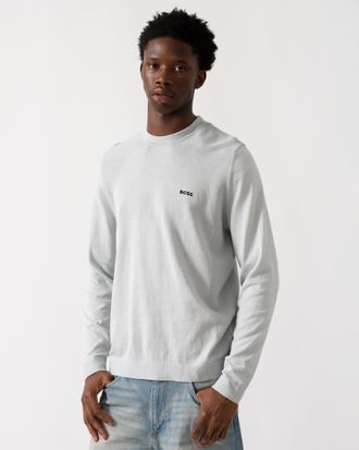 HUGO BOSS Momentum-Lite Ronde Hals Trui in Lichtgrijs