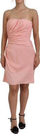 Dolce & Gabbana Womens Strapless Draped Cocktail Dress - Pink Silk - Size EU 38 (Womens)