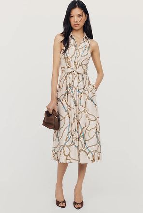 Maeve Satin Tie Twist Midi Dress