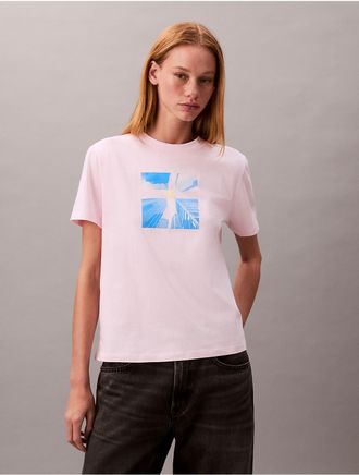 Calvin Klein Jeans Calvin Klein Womens Skyscraper Graphic Boxy T-Shirt - Pink - M