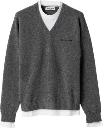 Miu Miu Maglione con scollo a V - Grigio