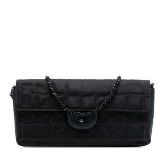 Chanel Pre-owned Womens New Travel Line Nylon East West Flap - Black Textile - One Size