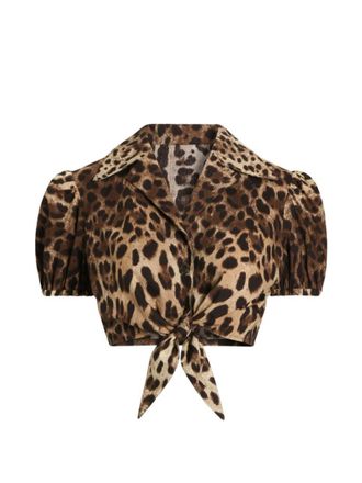 Dolce & Gabbana Brown Regular Animal Print Shirt